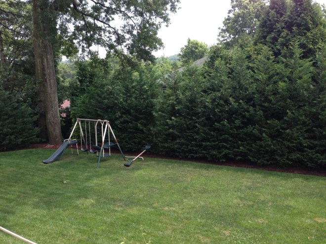 Large private yard overlooking golf course